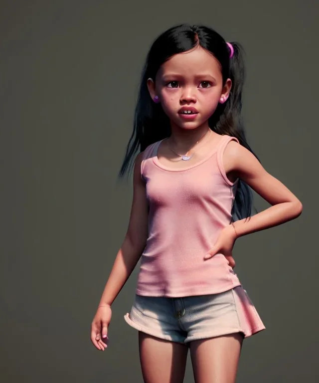 Jenna ortega toddler, full body, dramatic lighting, hyper realistic