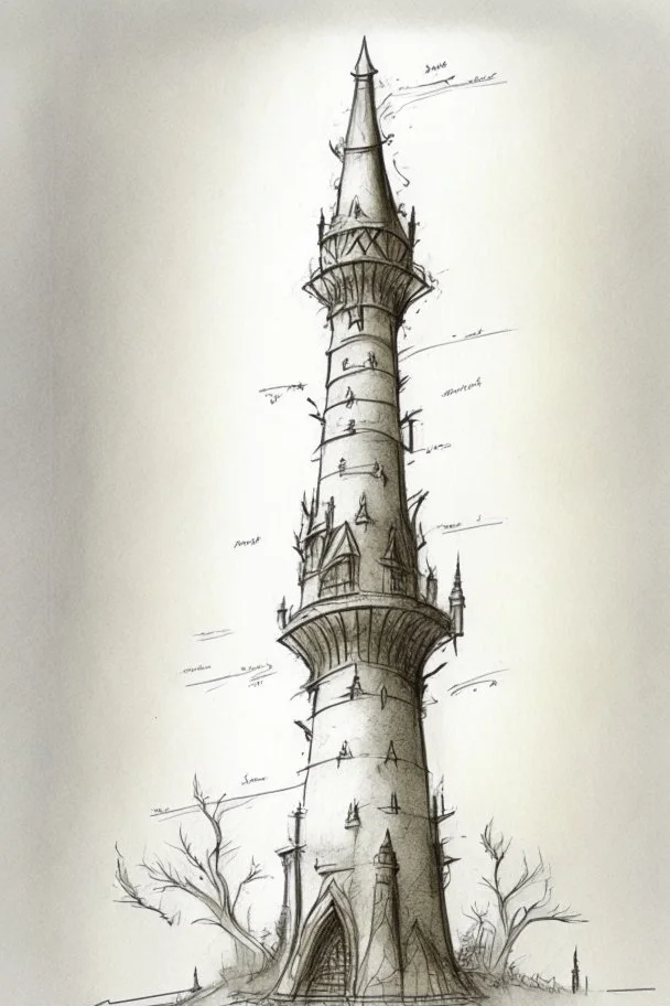 A detailed sketch of a wizards tower