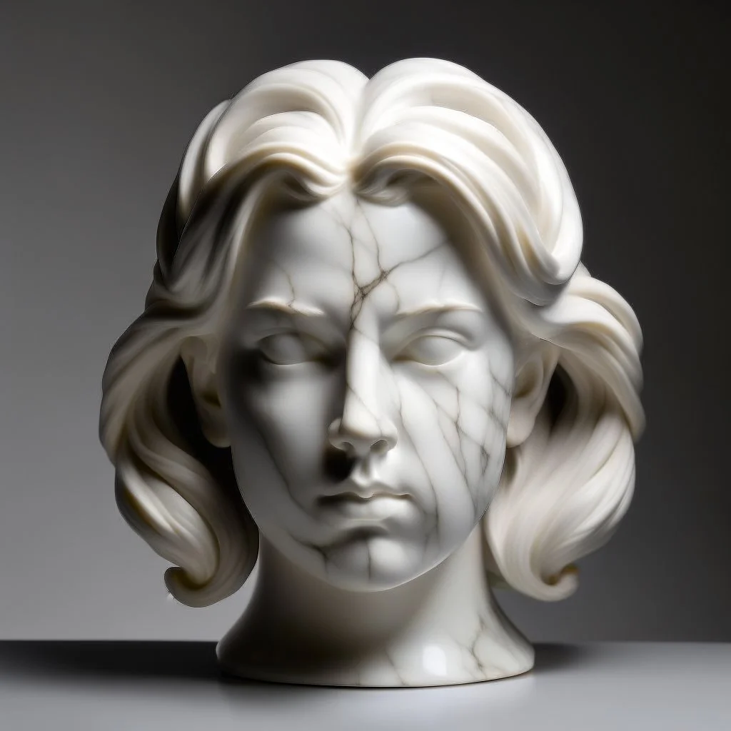 simple front view of a marble sculpted hair