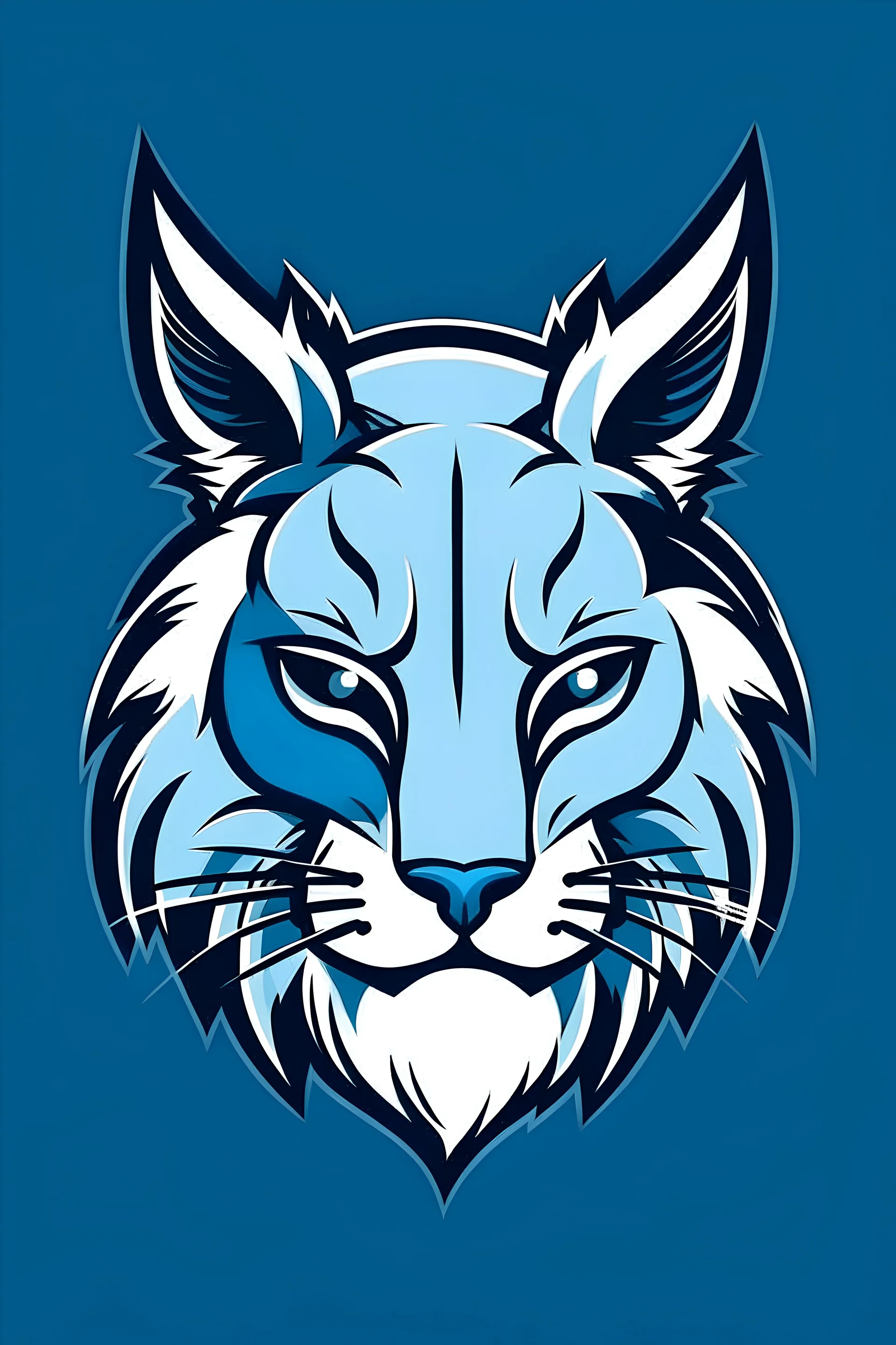 faça uma logo de um lince nas cores azul claro, branco e preto