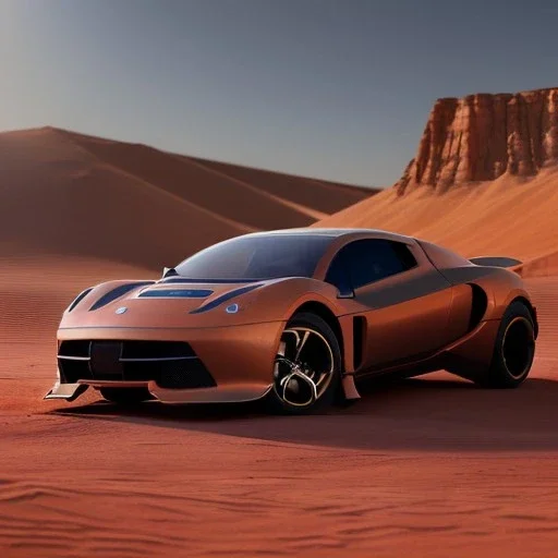 3d rendering. futuristic car. Buried in desert sand. Lost in Time