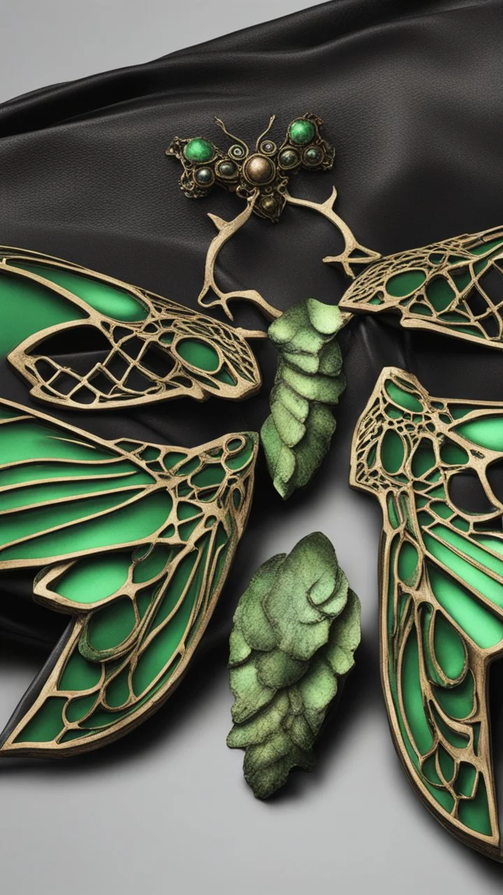 metal gothic green moth wings