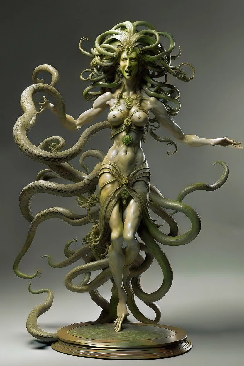 Gorgon medusa in full height, dancing