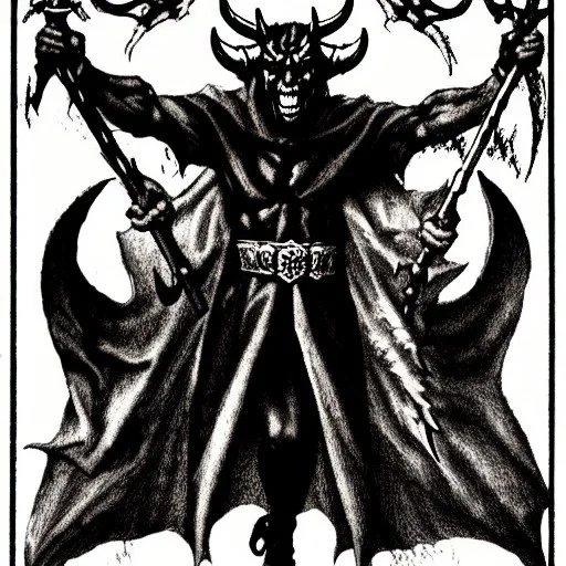 Devil demon satan king knights war code prophecy black and white