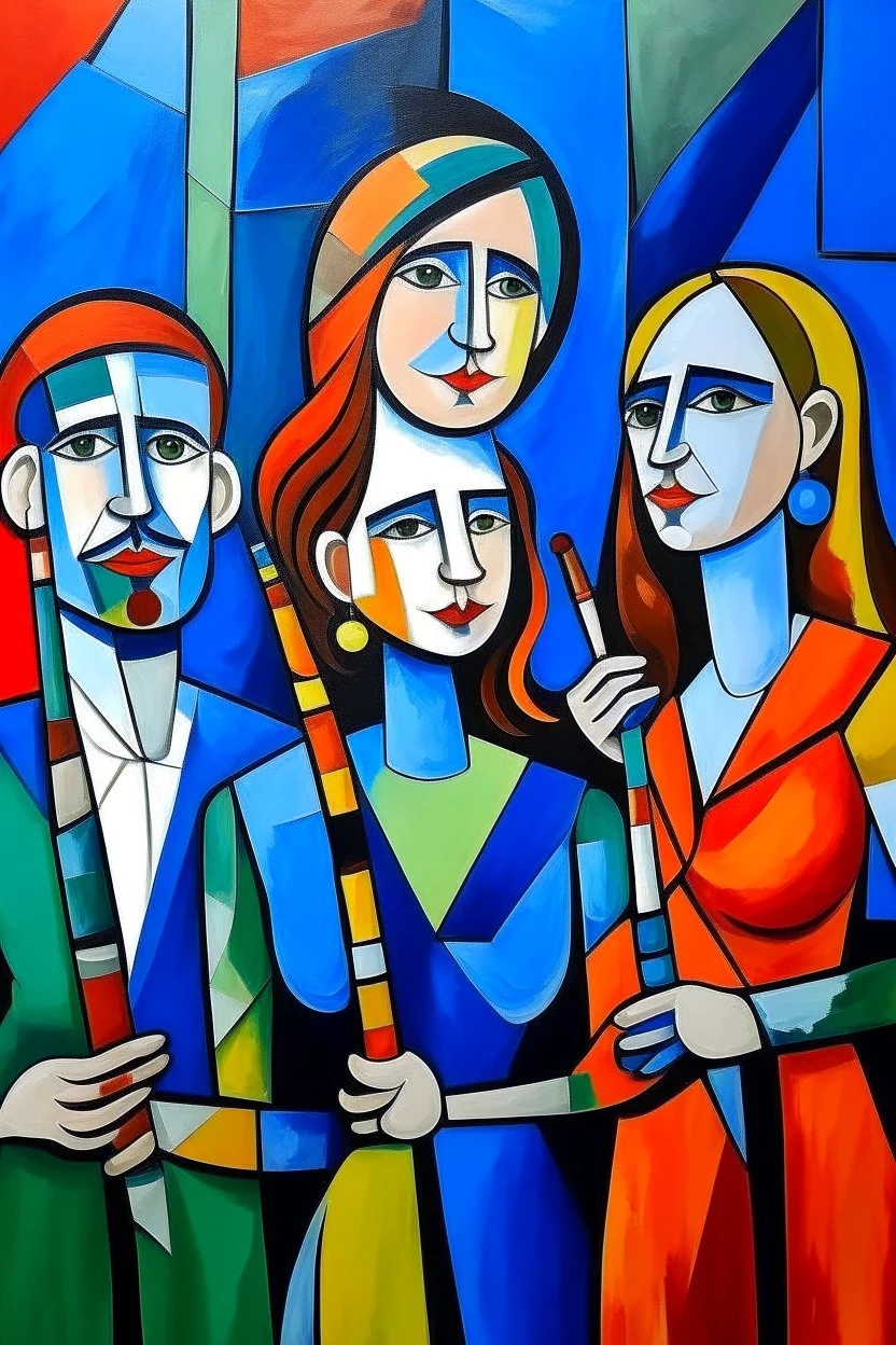 picasso style cubism 5 people