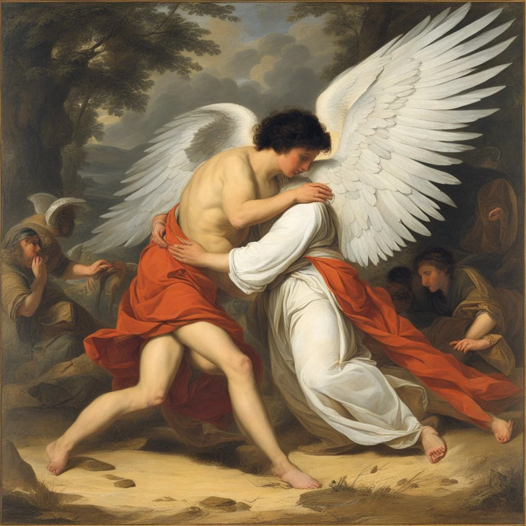 [art by FRANÇOIS MIVILLE-DESCHÊNES] Jacob wrestling with angel