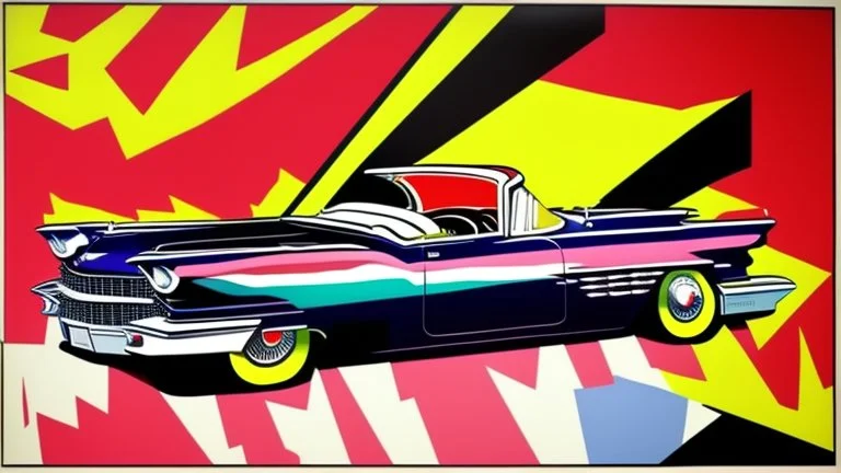 stalking a cadillac eldorado 1959 flammable,pop art, Andy Warhol.Roy Lichtenstein.