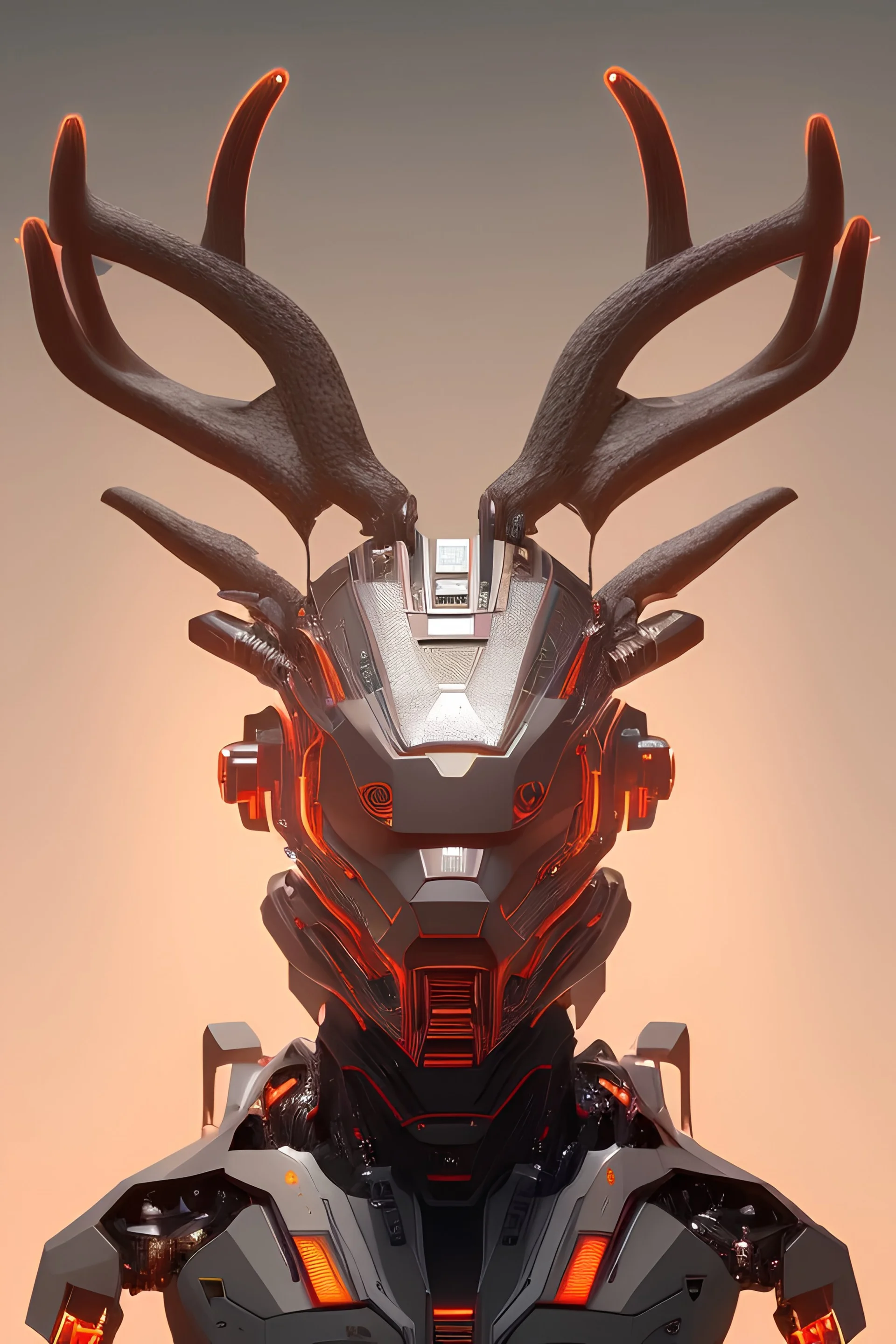 a beautiful full frame portrait digital painting of futuristic deer robot, wide angle view, close-up, macro lens, centered camera, titanium accents, intricate details, small minutiae, tiny features, particulars, colorful, 8k, least ambient occlusion, volumetric lighting, volumetric clouds