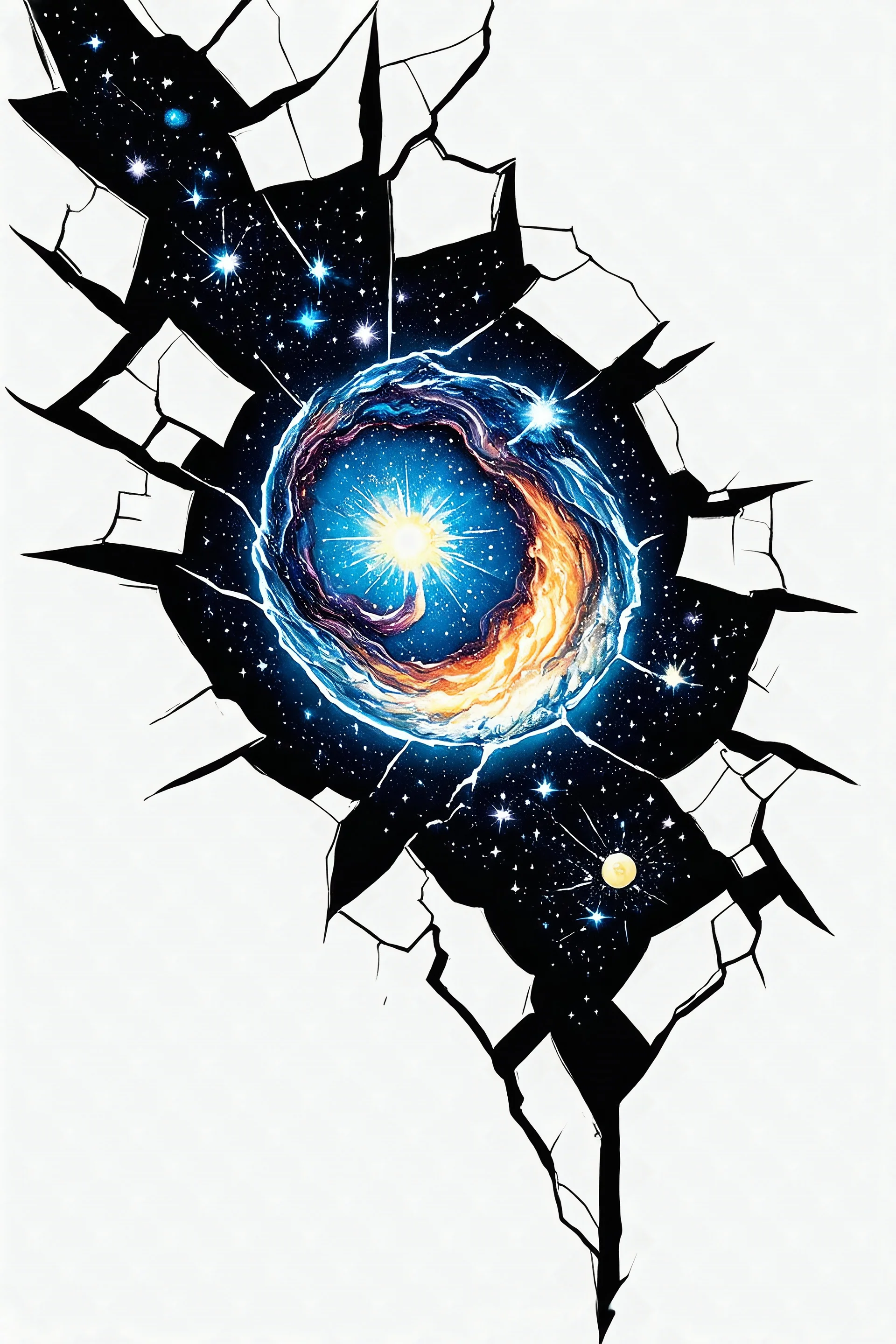 Tattoo-Design: crack in the universe.