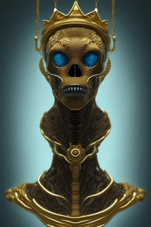 black male African alien, cracks in the voodoo head, wicked, diamond eyes, crown, blood, 8k, finely detailed, photo realistic, leopard style turquoise skull head gold dragon space alien rain skeleton gold teeth silver crown silver space suit spaceships