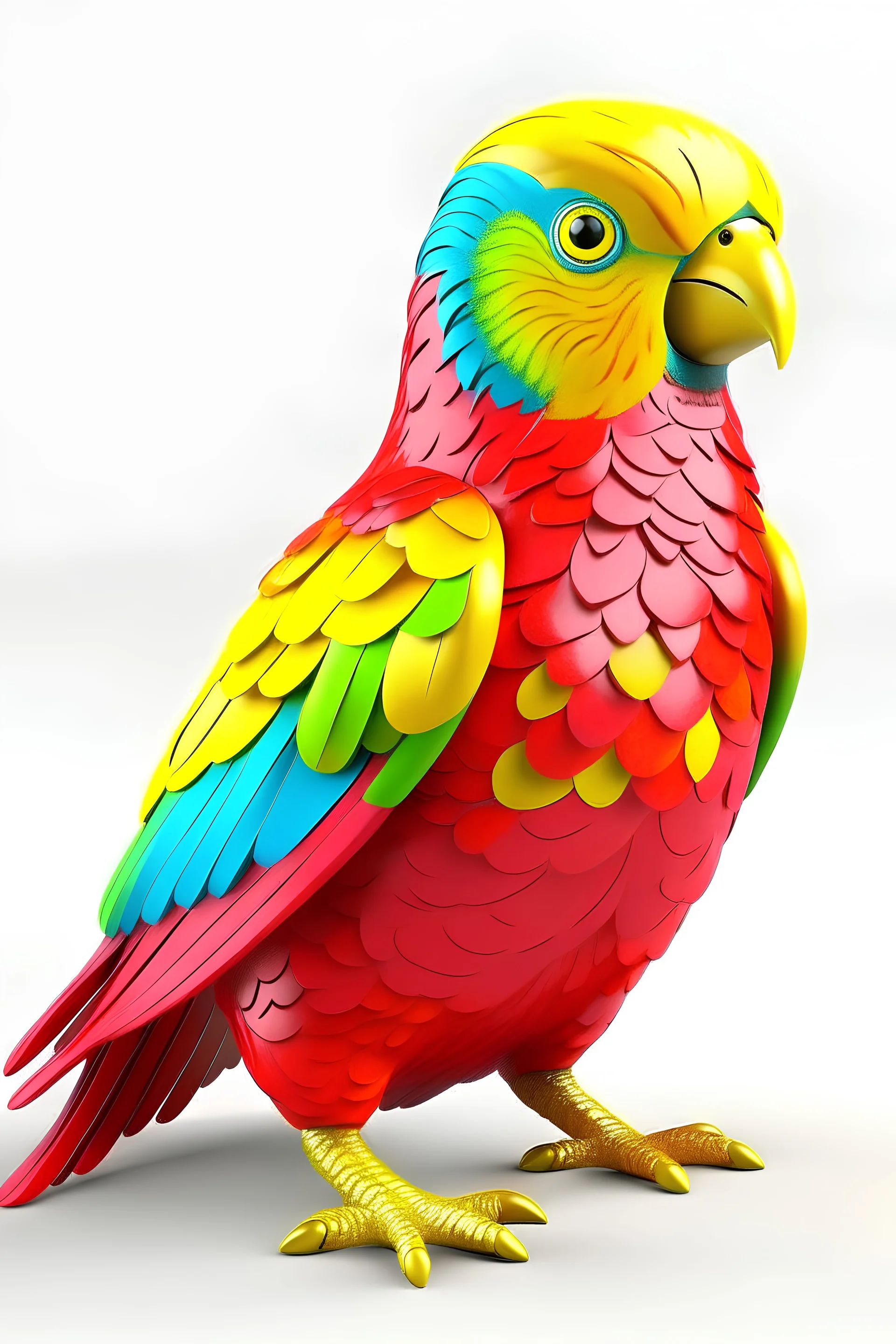 A cheerful, realistic and colorful turako bird looks at me full-length 8л