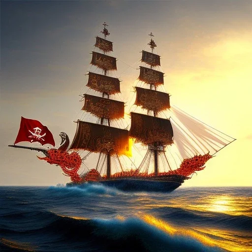 pirate ship, DRAGON figurehead