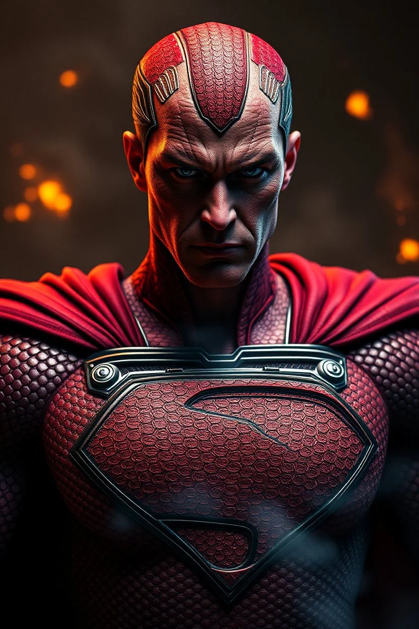 Superman, in red skin, scales, unreal engine 6, high detail, intricate, cinematic. photoshoot style, intricate, studio lighting, Fire, smoke, masterpiece , highly detailed, 8k, best quality, dramatic,d,<lora:mshn:0.7>,<lyco:Warrior_Couture:0.5>,