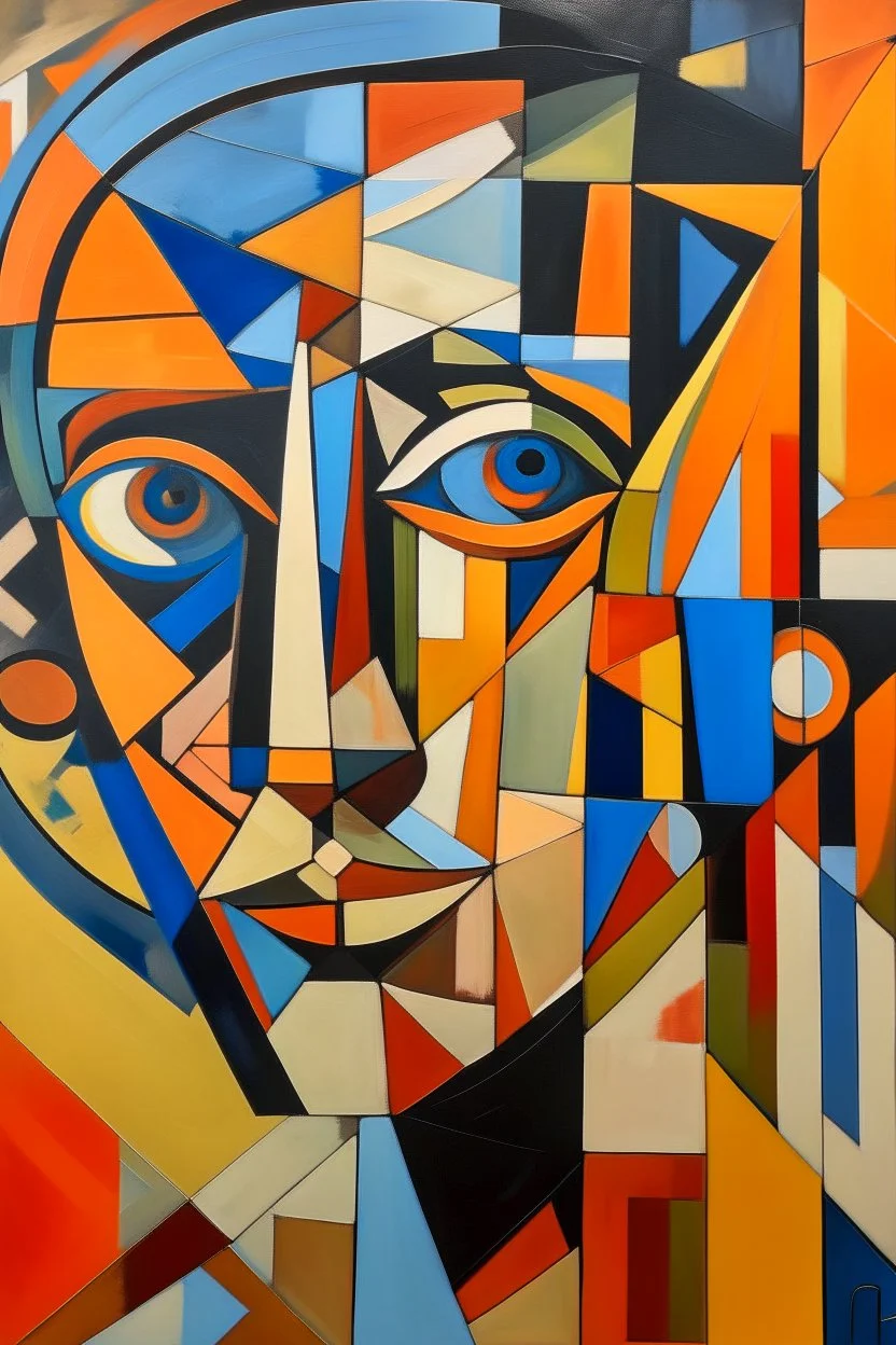 Futurism cubist painting, portrait face of fashion designer Paul Smith.