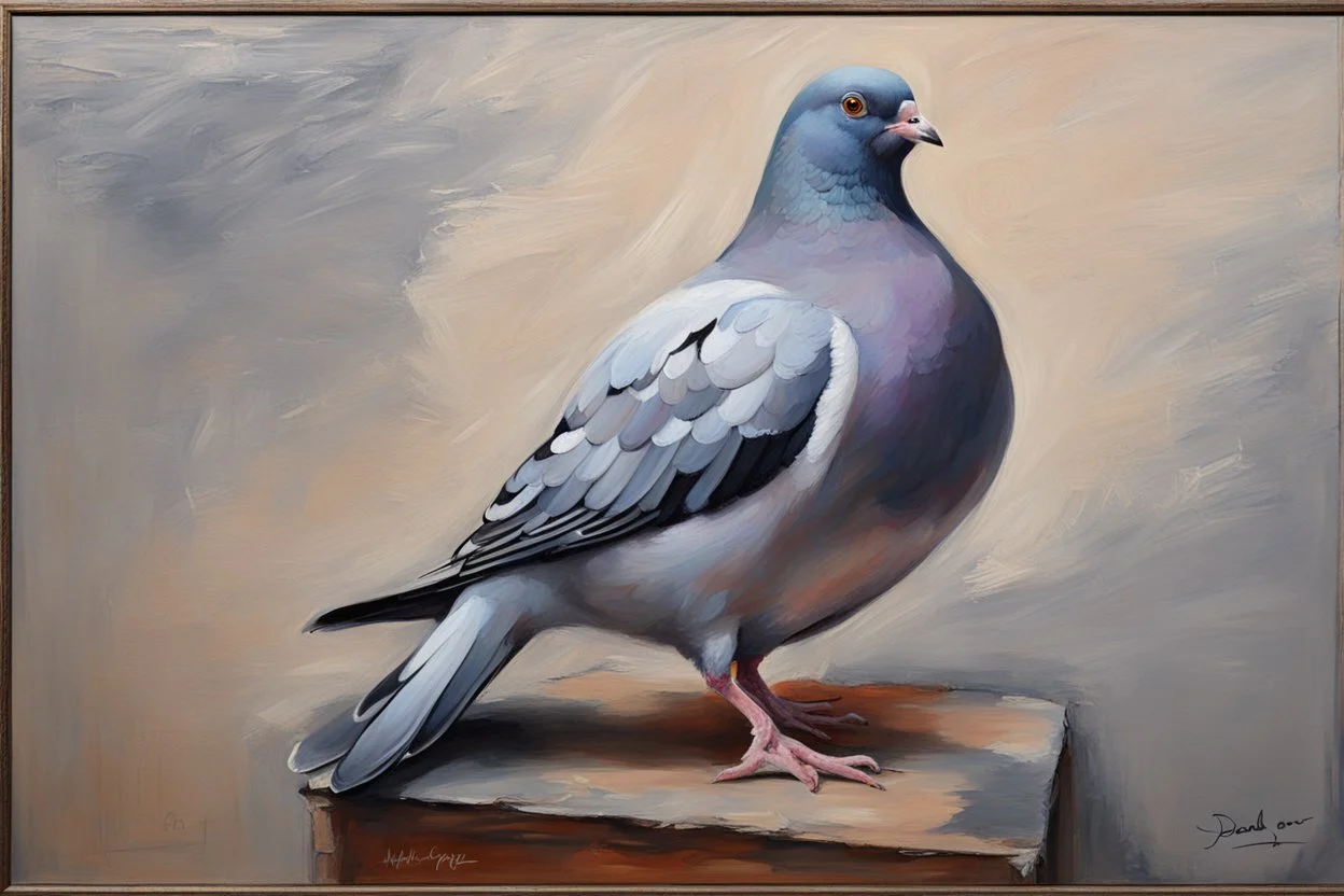 sitting Pigeon oil painting