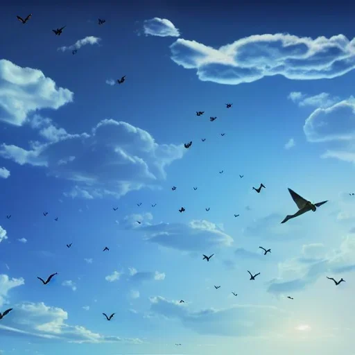 hundreds of different animals flying in the sky, photo realistic, zoom in, masterpiece