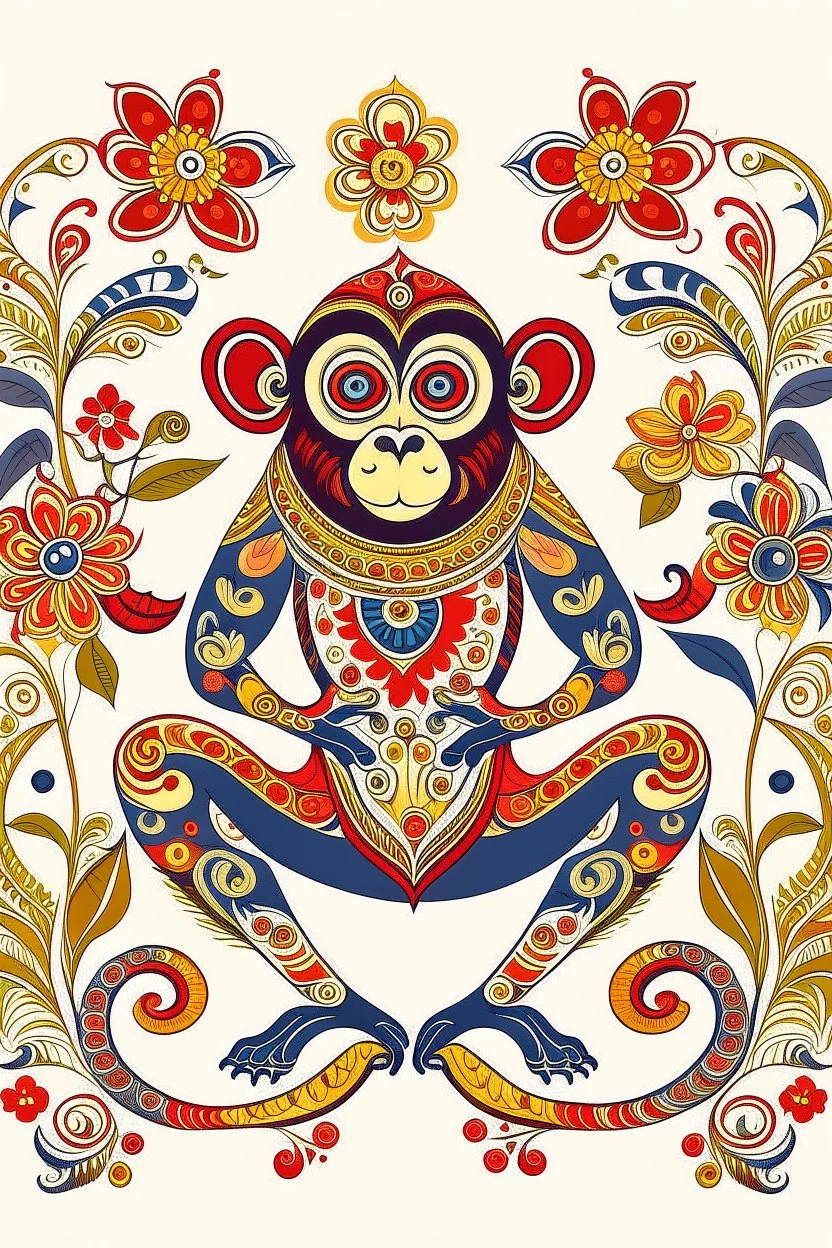 Hindi Folk Art Monkey illustration