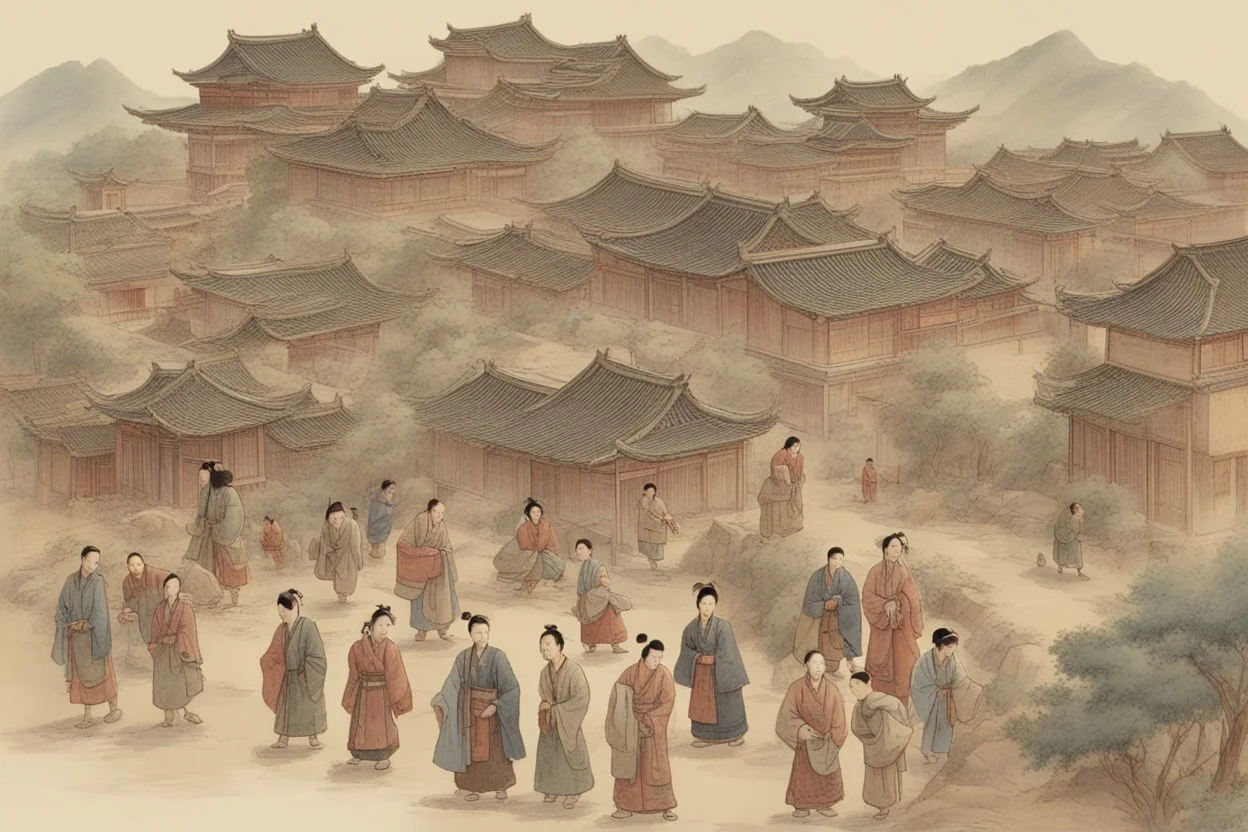 اشخاص وبيوت من الصين القديمه