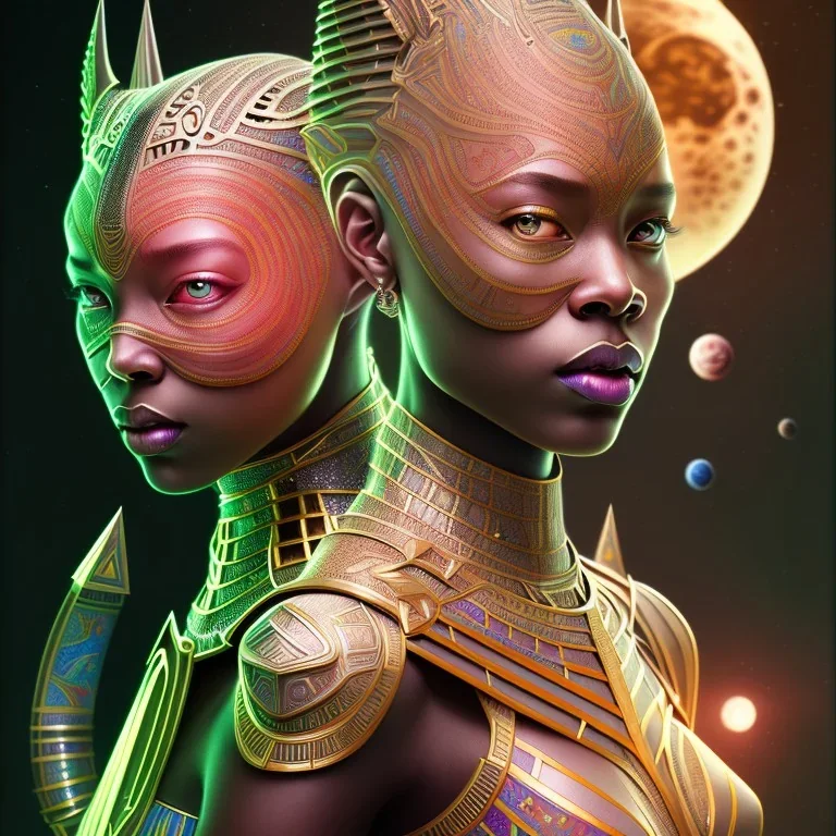 sango fantasy, fantasy magic, intricate, sharp focus, illustration, highly detailed, digital painting, concept art, matte, artgerm and paul lewin and kehinde wiley, masterpiece Asian black panther Egyptian pyramid silver space lady space blood moon galaxy