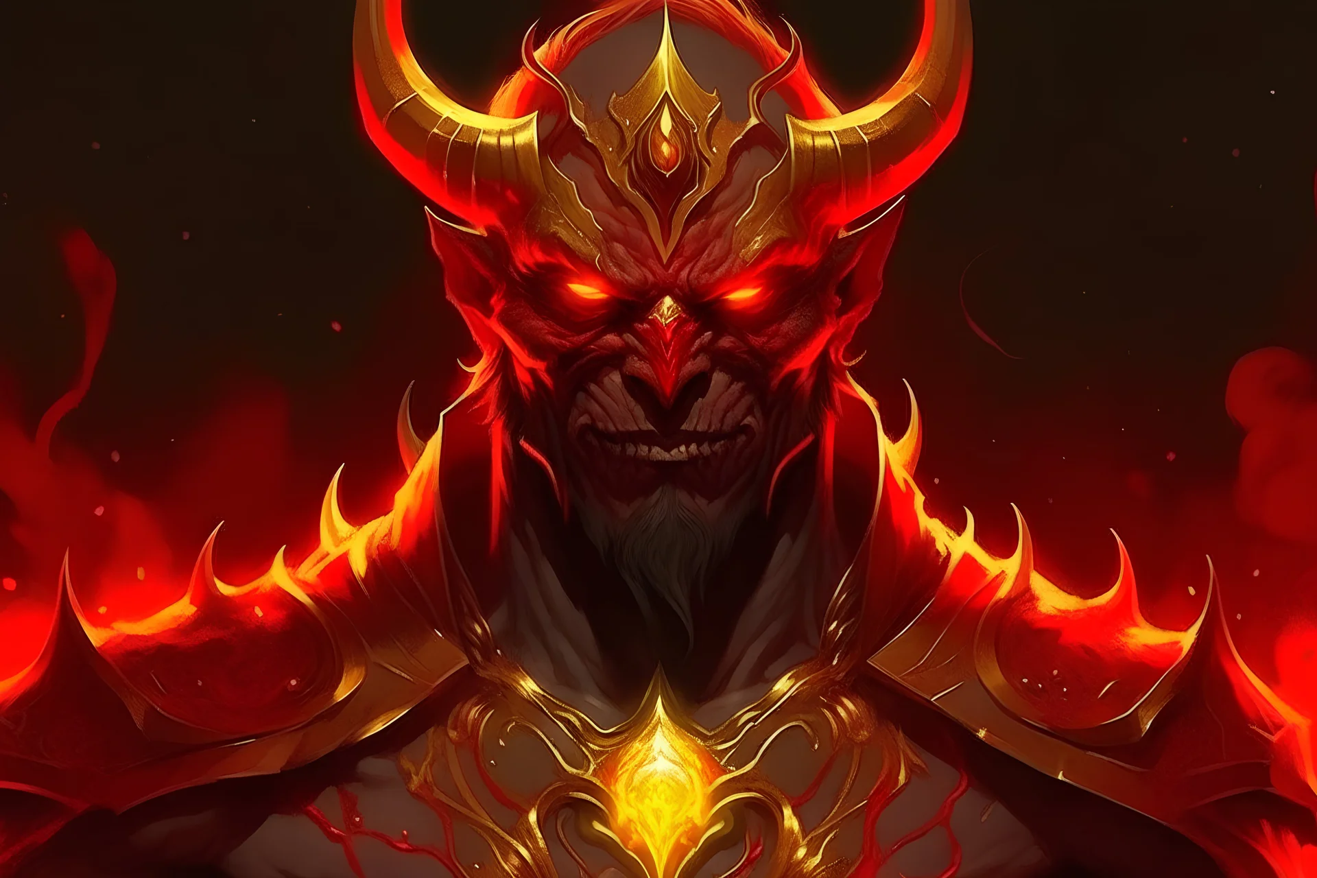 Demon King has a human with red hire and gold eye