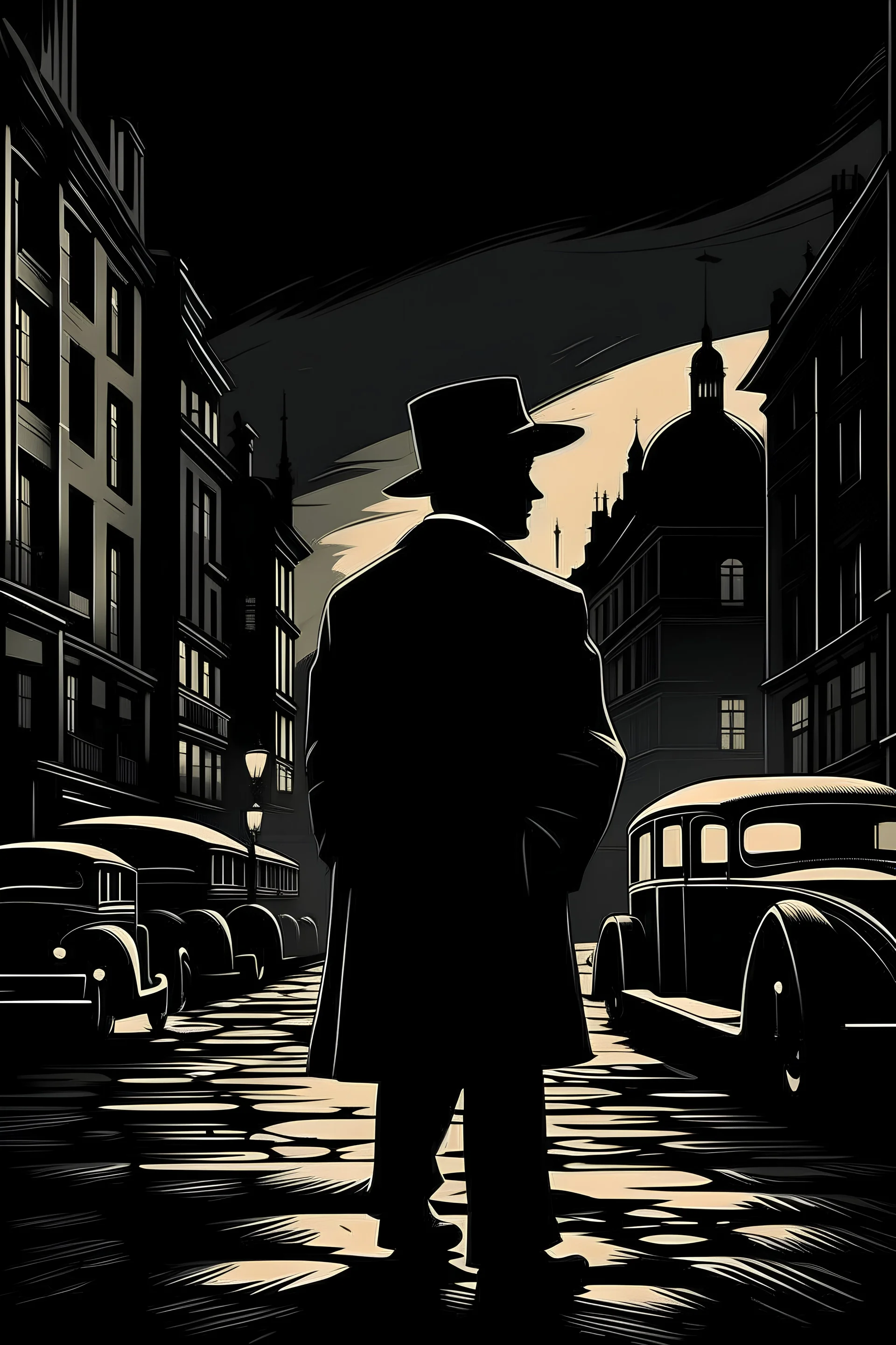 Can you create a poster of a LA noir style of London