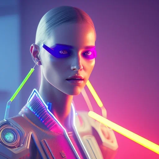 cyberpunk girl,cyberpunk 2077, ultra realistic,shiny, smooth, studio quality, octane render, Surrealism, Triadic colour scheme,glow-stick, ambient lighting,nightclub lighting, polaroid, 100mm