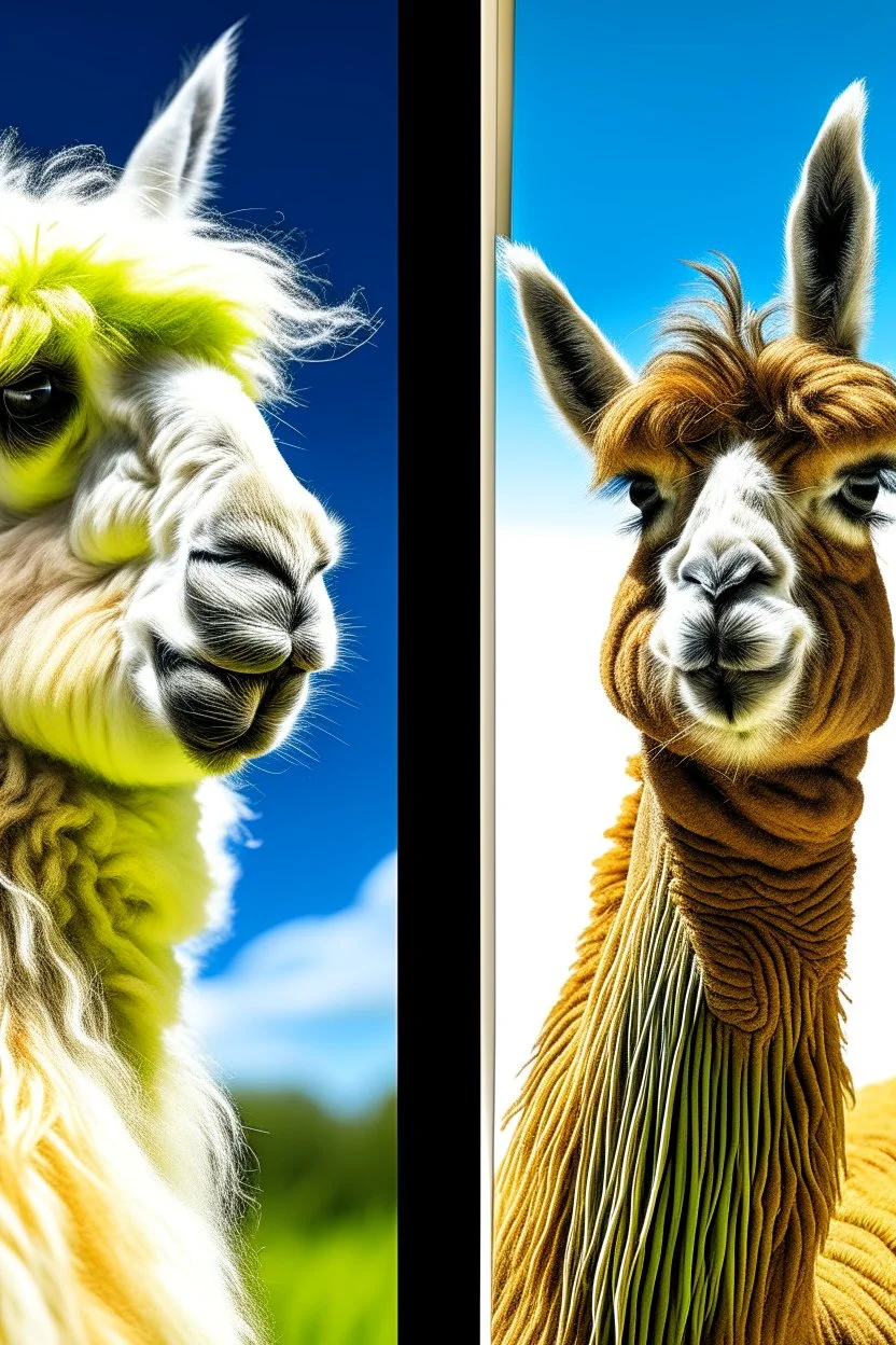 vitrail d'un lama cyberpunk