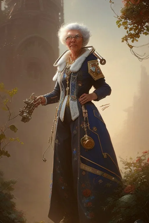 cute grandma steampunk, daylight, higly-detailed, soft light atmosphere，8k, artgerm, derek zabrocki, greg rutkowski, hdr，light effect，