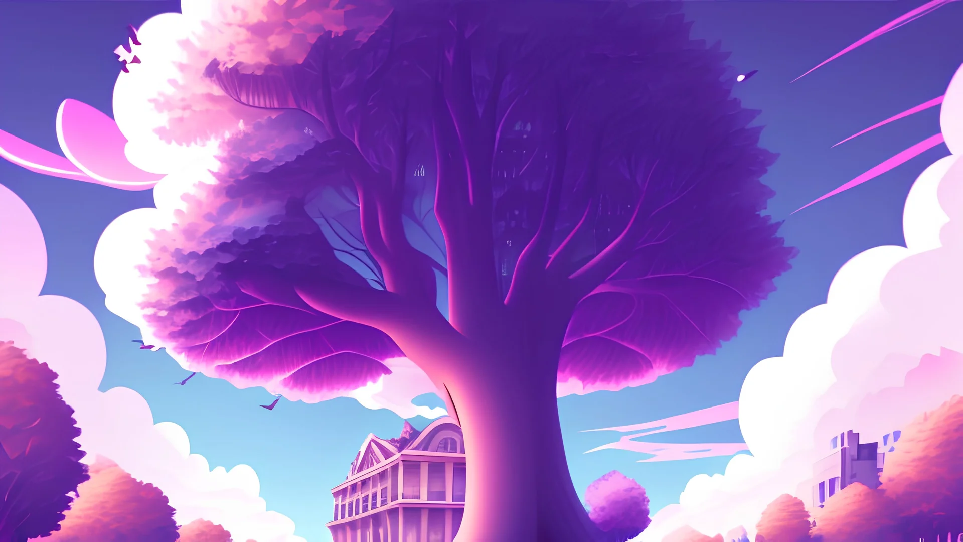 A beautiful city landscape with a lot of trees and buildings, digital art, high quality, 4k