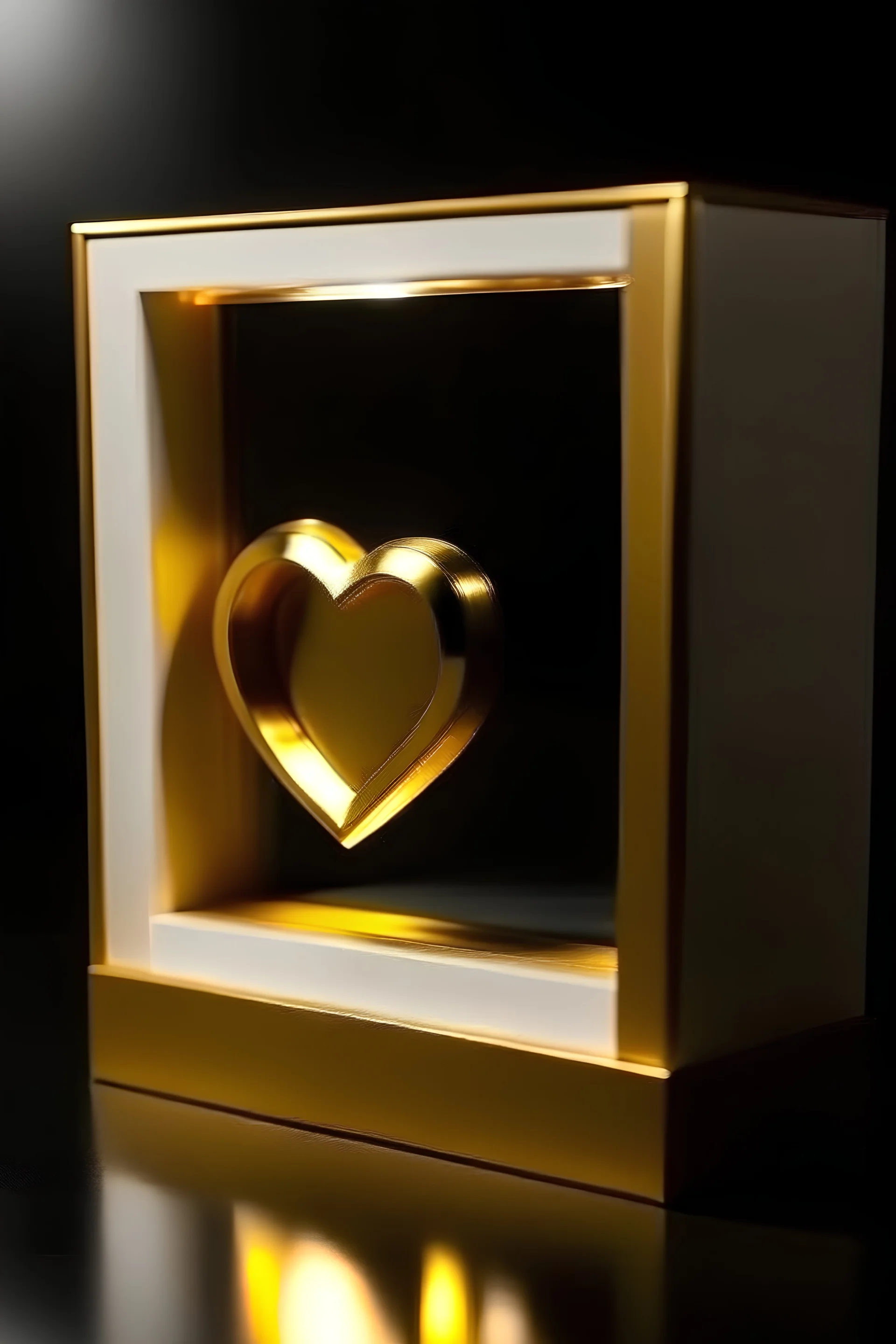secure gallery showcase box with golden heart