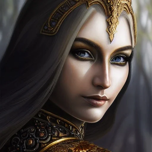 ultra detailed fullbody Portrait in oil on canvas of beautiful female DemonHunter with Skyrim Iron Armor ,extremely detailed digital painting, extremely detailed face,crystal clear Big eyes, mystical colors ,perfectly centered image, perfect composition,rim light, beautiful lighting,8k, stunning scene,extremely sharp detail,finely tuned detail, ultra high definition raytracing, in the style of Simon Bisley and Frank Frazetta and robert e howard and Hyun Suk Lee and Ken Kelley