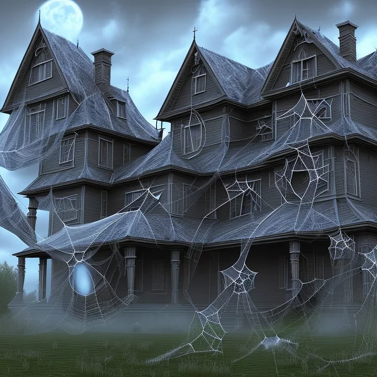 Araignée immense tissant toile sur maison