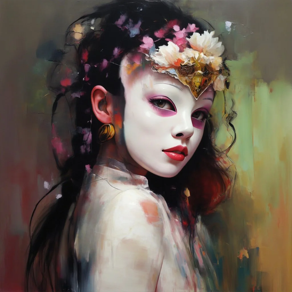 girl with a mask Contemporary art.