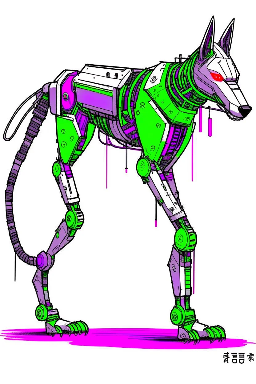Wolf biotic robot drawn in the style of Evangelion