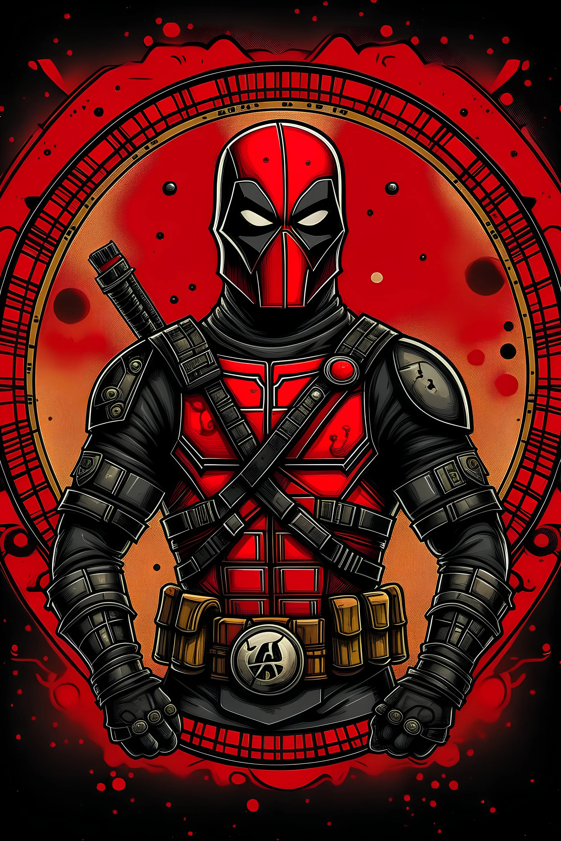 Deadpool star wars style with imperial logo on hist chest