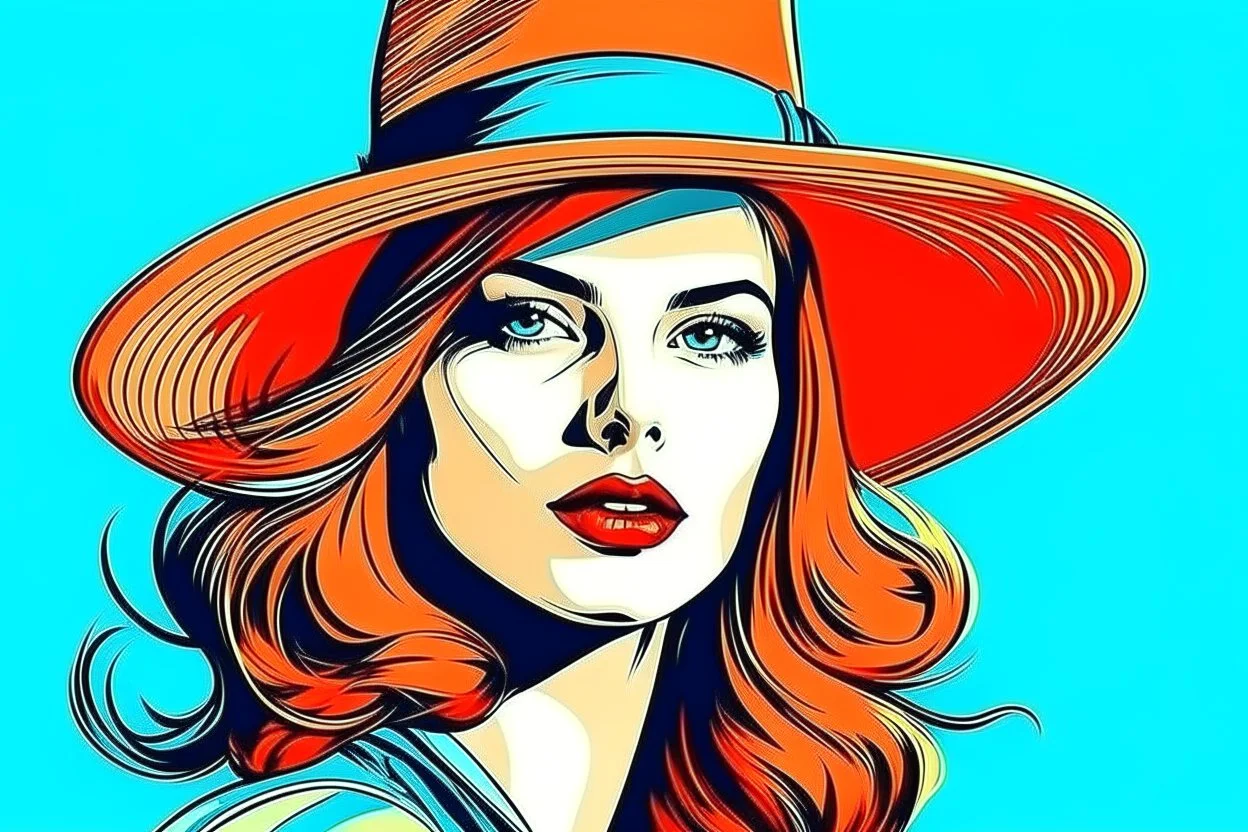 beautiful woman in hat in pop art style vector