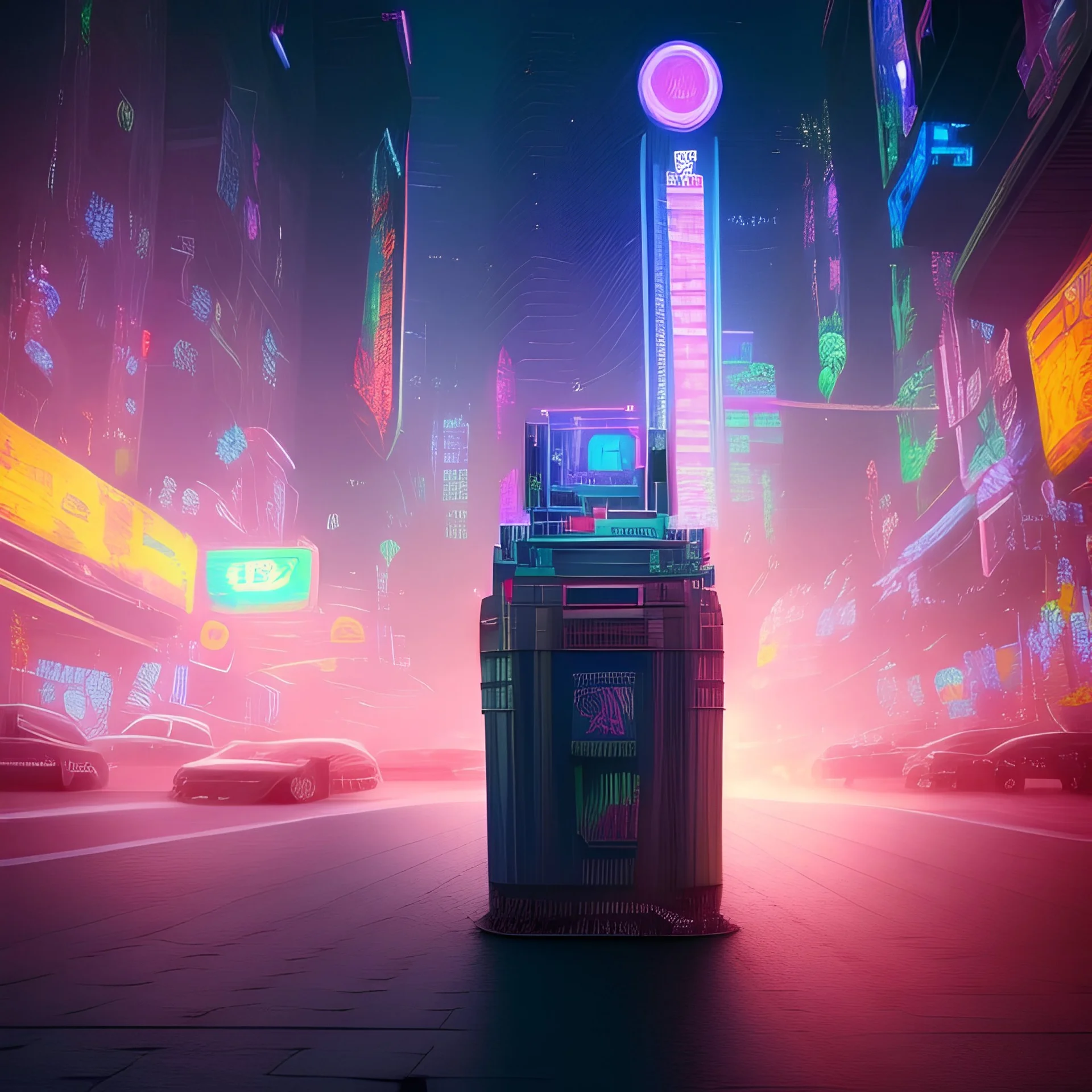 a cat jump out of a trash can, neon cyberpunk city in the background, highly detailed, realistic,