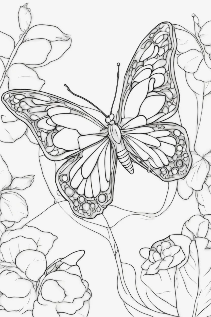 Outline art for cute coloring pages with butterfly with glasses, full body, white background, sketch style, only use outline, clean line art, no shadows and clear and well outlined.