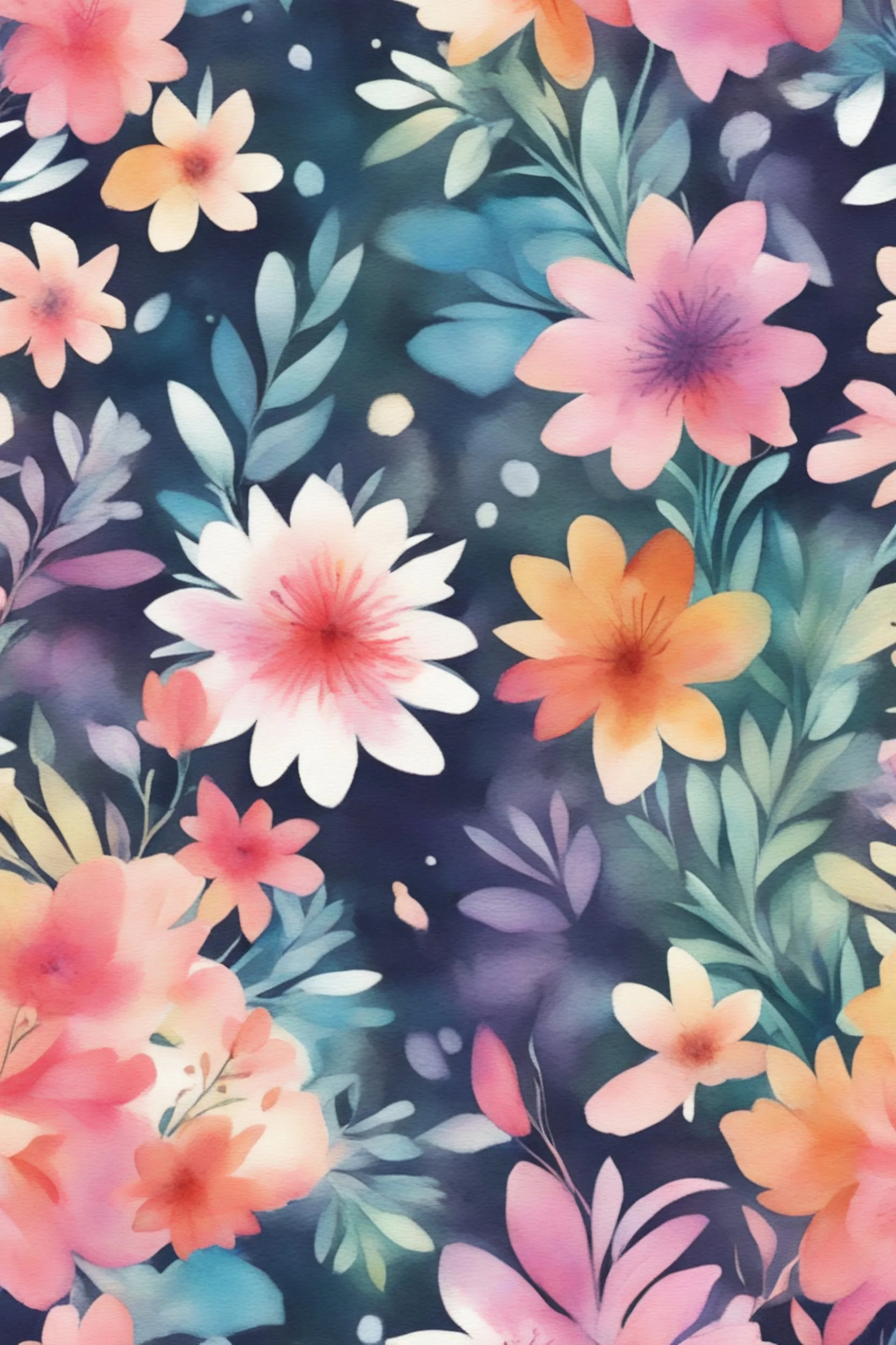 multi color vector floral watercolor seamless pattern