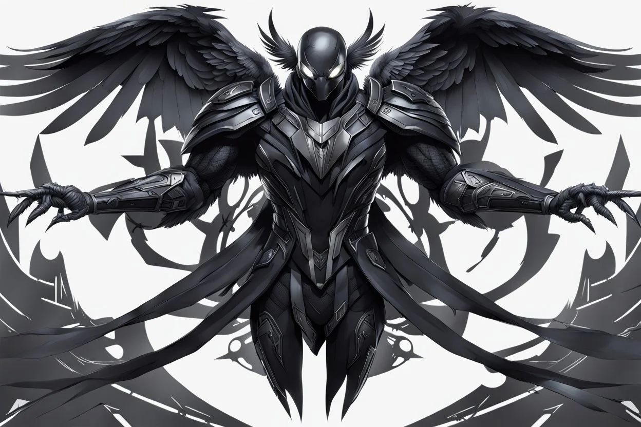 Symbiote Cyber Machine crow in 8k anime realistic drawing style, black wings, close picture, apocalypse, intricate details, highly detailed, high details, detailed portrait, masterpiece,ultra detailed, ultra quality