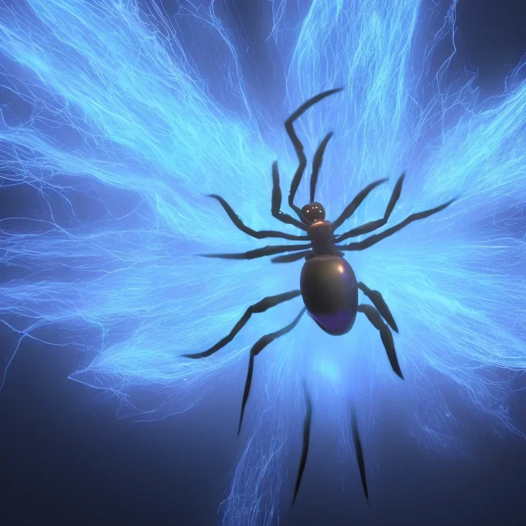 Giant transparent ethereal luminescent nebulous spider, realistic