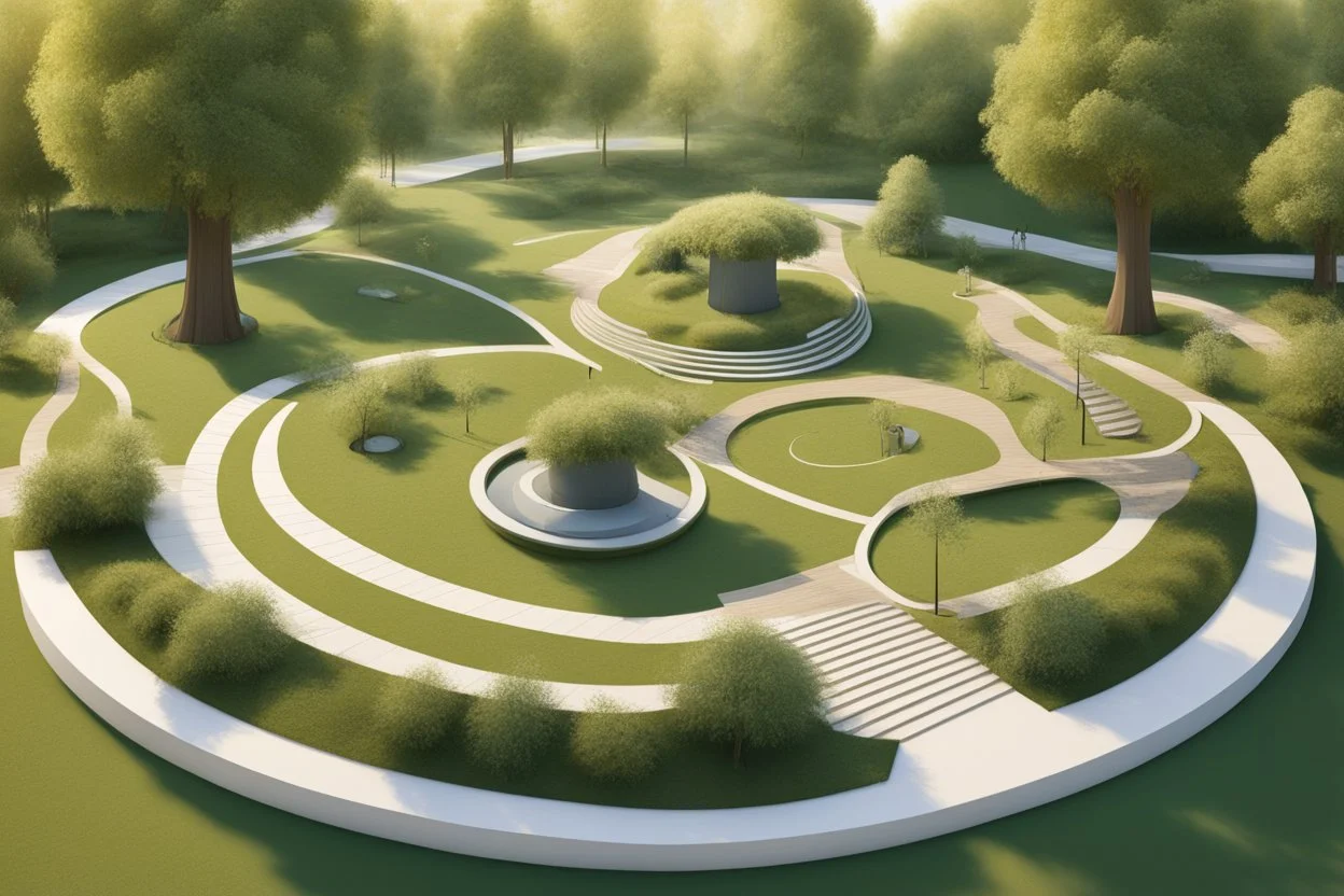 landscape design of the park in the style of music and musicals