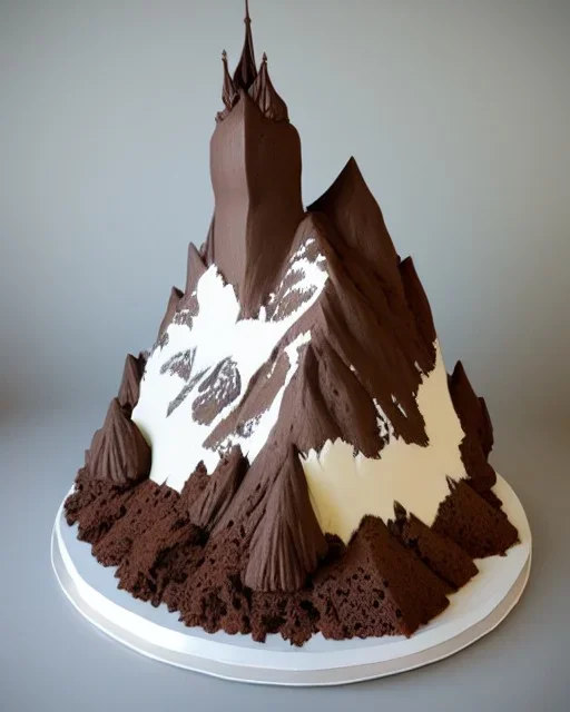 Matterhorn model made of chocolate cake and biscuits