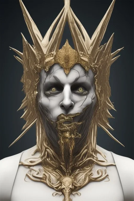 Realistic geometric shape anime black metal corpsepaint Slipknot mask god with golden crown