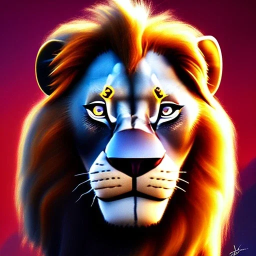 generate a 3d lion king with a crown in his head resemblance of Elon Musk