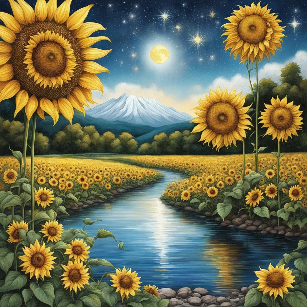 Comme une pierre que l'on jette dans l'eau vive d'un ruisseau Qui laisse derrière elle des milliers de ronds dans l'eau Comme un manège de lune avec ses chevaux d'étoiles Comme un anneau de Saturne, un ballon de carnaval Comme le chemin de ronde que font sans cesse les heures Le voyage autour du monde d'un tournesol dans sa fleur Tu fais tourner de ton nom tous les moulins de mon cœur