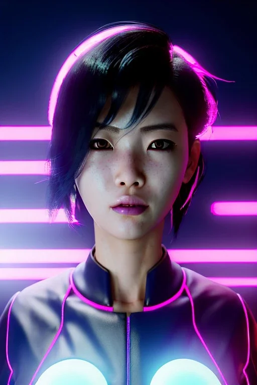 portrait, Asian cyborg woman, ghost in the shell style :: symmetry photography, cyberpunk, pink hair, makeup, long line eye, light iris, :: black samurai armor, japanese traditional pattern, wires and circuits, pink, white, black :: cinematic, Ultra realistic, dark scene, soft color, highly detailed, unreal engine 5, RTX, ultra detail, 3d, finely drawn, high definition.