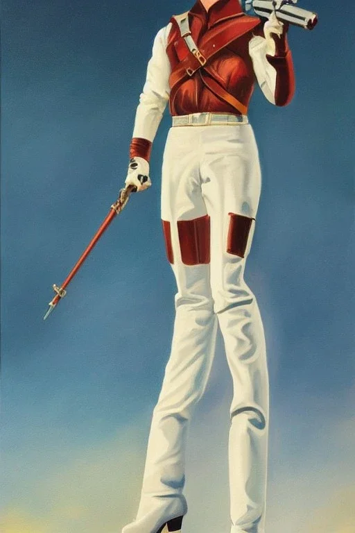 Full body portrait, painting, medium shot lady style of The Rocketeer