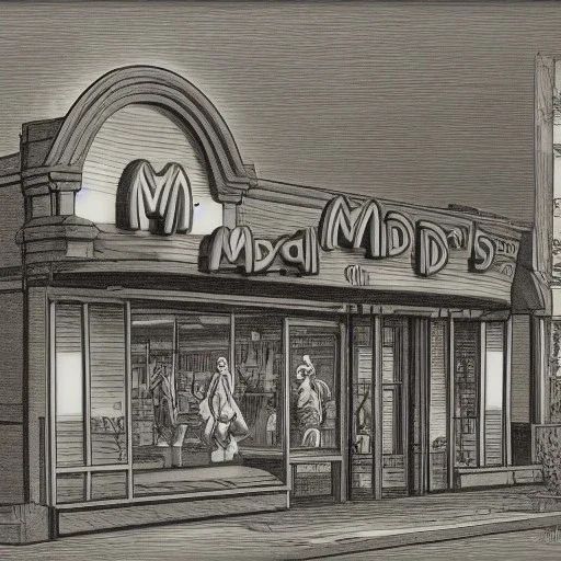 McDonald's in the style of Gustav Dore