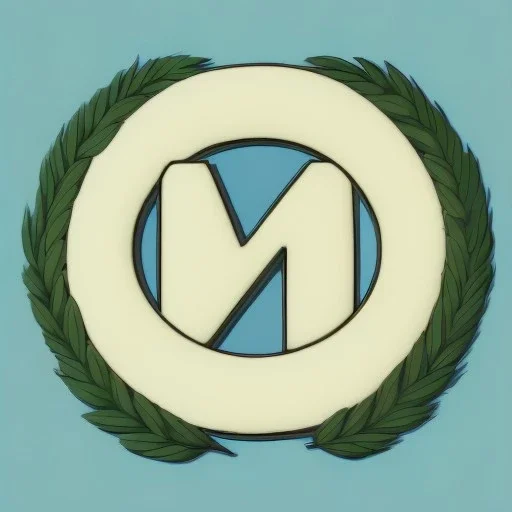 letter M, laurel wreath, roman style